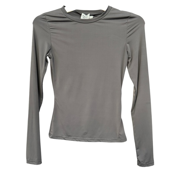 Princess Polly Fitted Gray Long Sleeve Top | Size 2 - Picture 1 of 5